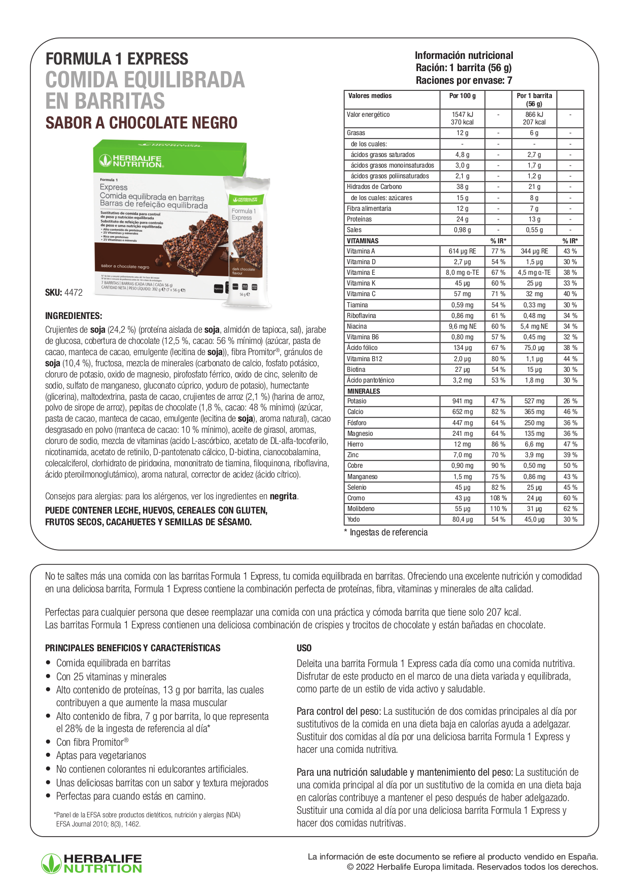 Barritas Fórmula 1 Express (Paquete 7 unidades)